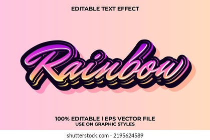 Rainbow 3d Text Effect With Gravity Theme. Stylish Text Lettering Typography Font Style