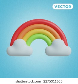 rainbow 3D vector icon set, on a blue background