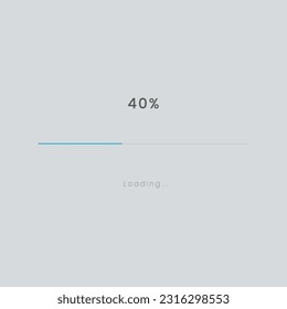 Regenbogen 40 %, Ladezeichen, Vektorgrafik auf grauem Hintergrund. Hellblauer Ladebalken im Fortschritt Symbol, Symbol, Banner. Zur Aktualisierung und Aktualisierung des Konzepts verwendet