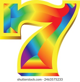 Rainbow 7 with gold frame on white background, high-quality entertainment. It's designed to attract both seasoned gamblers and newcomers looking for the ultimate casino experience Vector 