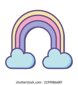 Regenbogen-90er-Jahre-Moderne, isoliertes Symbol