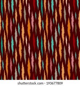 Rainbow abstract art grunge seamless pattern. Paint stains. Stripes. Striped print silhouette background texture. Ikat. Tribal art. Decorative waves, water - vector 