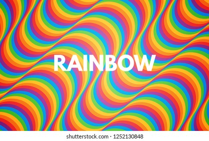 Rainbow abstract background. Colorful texture with bright waves. Colored curved lines. Trendy backdrop for banner, poster, flyer, website. Modern design template. Vector illustration.
