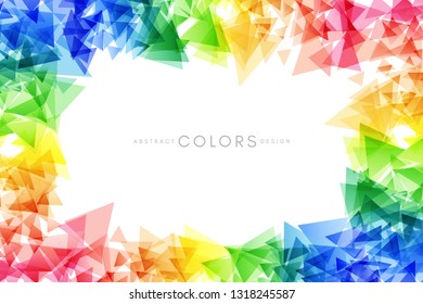 Rainbow abstract background with triangle texture and copy space. Colorful frame