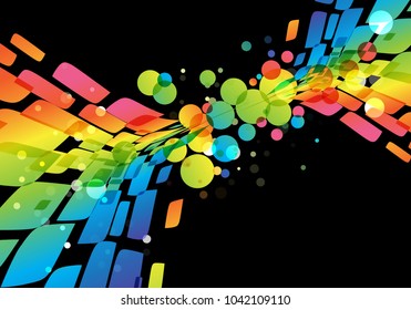 Rainbow abstract background, vivid splash on black