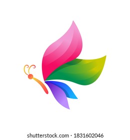 Rainbow abstract butterfly vector icon. Beauty and elegant butterfly logo.