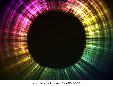 rainbow abstract circle background, digital overlap layer line, simple technology design template, vector illustration