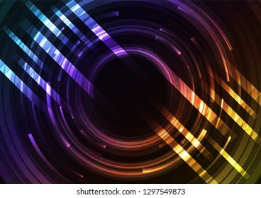 rainbow abstract circle background, digital overlap layer line, simple technology design template, vector illustration
