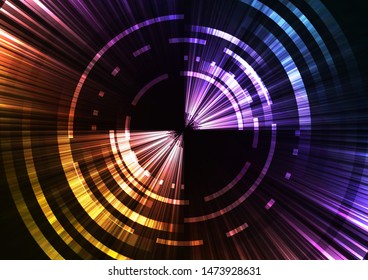 rainbow abstract circle background, digital overlap layer line, simple technology design template, vector illustration