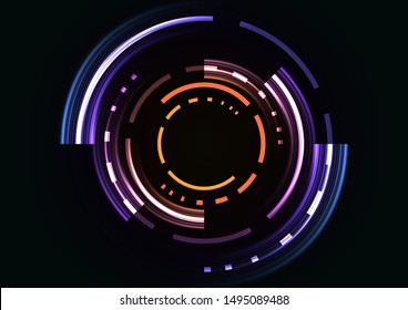 rainbow abstract circle background, digital overlap layer line, simple technology design template, vector illustration