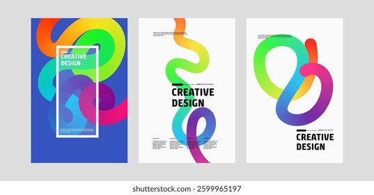 Rainbow Abstract Creative Design Posters Modern, Colorful, Fluid