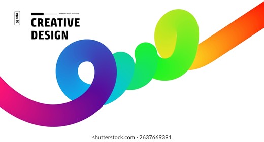 Rainbow Abstract Curves Creative Vector Design Template