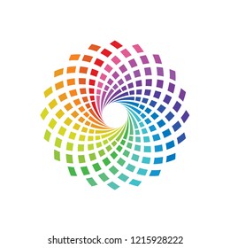 Rainbow Abstract Flower Logo Design Template