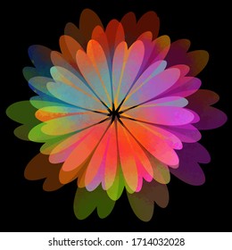 Rainbow abstract flower. mixed media. Vector illustration