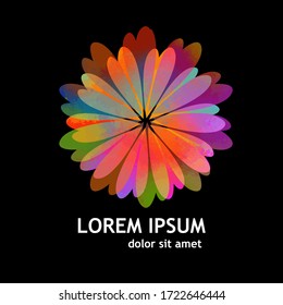 Rainbow abstract flower. mixed media. Vector illustration
