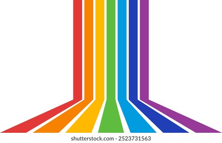 rainbow abstract geometric background, seven colors parallel lines