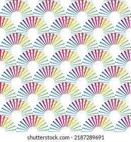 Rainbow abstract halftone seamless pattern on the white background. Vector illustration.
