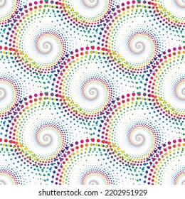Rainbow abstract halftone seamless pattern on the white background. Vector illustration.