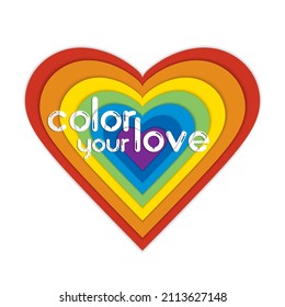Rainbow abstract hearts. Simple heart with pride flag rainbow color. LGBTQ Community vector illustration