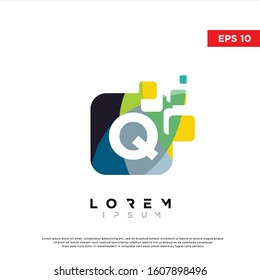 rainbow abstract initial letter q logo. modern icon, template design