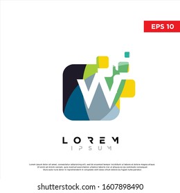 rainbow abstract initial letter w logo. modern icon, template design