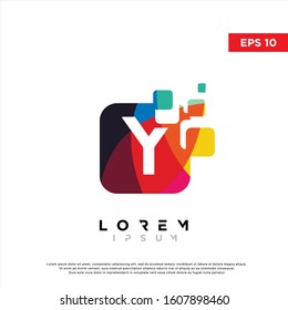 rainbow abstract initial letter y logo. modern icon, template design