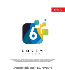 rainbow abstract initial number 6 logo. modern icon, template design