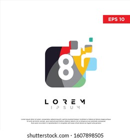 rainbow abstract initial number 8 logo. modern icon, template design