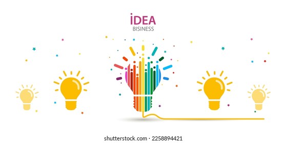 Rainbow abstract light bulb on white background. Creative thinking ideas brain. innovation concept. Vector illustration in Modern style.