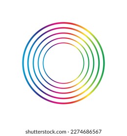 Rainbow abstract lines circle on the white background. Vector illustration.