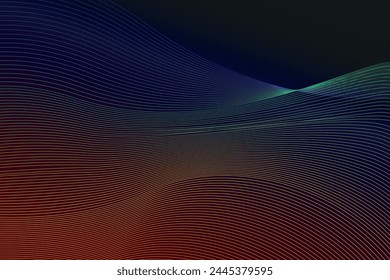 Rainbow abstract lines on black background