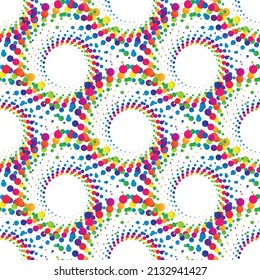 Rainbow abstract mandala halftone seamless pattern on the white background. Vector illustration.
