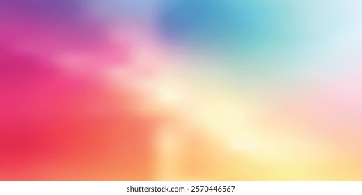 Rainbow Abstract Pastel Gradient Background with Soft Blur Effect, Elegant Vector Banner, and Wallpaper Texture