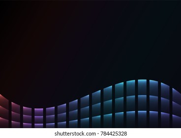 rainbow abstract pixel curve background, spectrum square layer line, technology geometric background, vector illustration