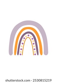 Rainbow abstract shape, simple hand drawn silhouette illustration in trendy pastel colors, minimalist concept perfect for celebration design, cards, banners, posters, textile, papercraft