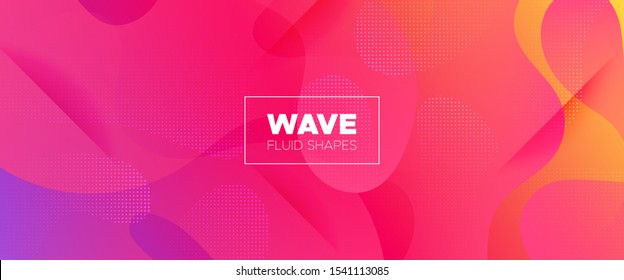 Rainbow Abstract Shapes. Geometric Background. Minimal Pattern. Light Dynamic Waves. 3d Fluid Banner. Colorful Movement Illustration. Orange Minimal Design. Pink Flow Brochure. Abstract Poster.