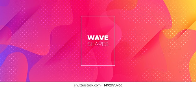 Rainbow Abstract Shapes. Movement Illustration. Minimal Concept. Bright Wave Brochure. Abstract Poster. Multicolor Geometric Background. Vivid Minimal Pattern. Dotted Flow Brochure. 3d Fluid Shapes.