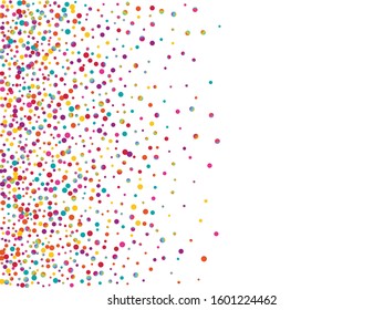 Rainbow Abstract Splash Design. Orange Flying Circle Postcard. Effect Pattern. Carnaval Color Card.