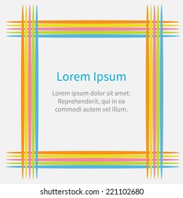 Rainbow abstract square frame template with text. Flat design. Vector illustration