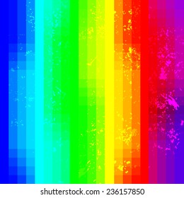 Rainbow abstract squared vector background with grunge noise