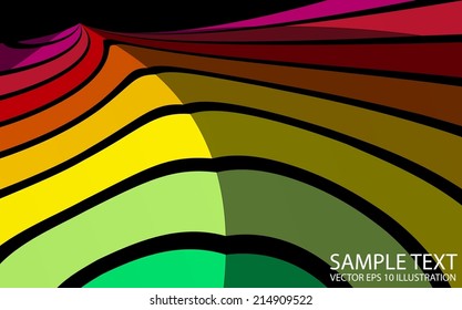 Rainbow abstract vector background illustration - Vector colorful striped and curved background  template