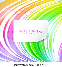Rainbow abstract vector lines background with white sticker