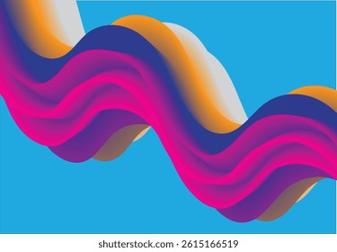 A rainbow abstract wave design featuring smooth, flowing, three-dimensional curves ,Abstract gradient backgrounds, trendy design template . vector illustration.
