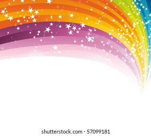 Rainbow advertising background template. Vector illustration