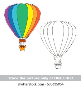 Rainbow Aerostat to be traced only of one line, the tracing educational game to preschool kids with easy game level, the colorful and colorless version.