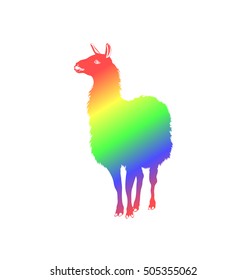 rainbow alpaca. vector silhouette