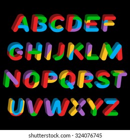 Rainbow alphabet 3d. Vector illustration.