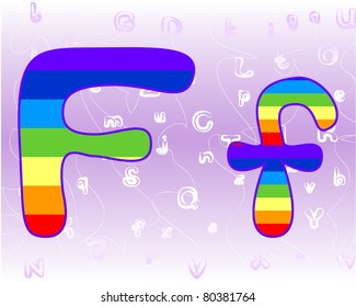Rainbow Alphabet on a lavender background tender