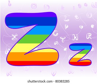 Rainbow Alphabet on a lavender background tender