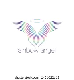Rainbow angel logo beautiful design vector